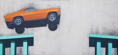 Steve WQright painting 'Jump', 2014 Oil and charcoal on canvas